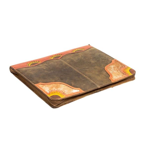 Myra Bag Handmade Leather Journal Upcycled Canvas & Cowhide Leather - Picture 4 of 4